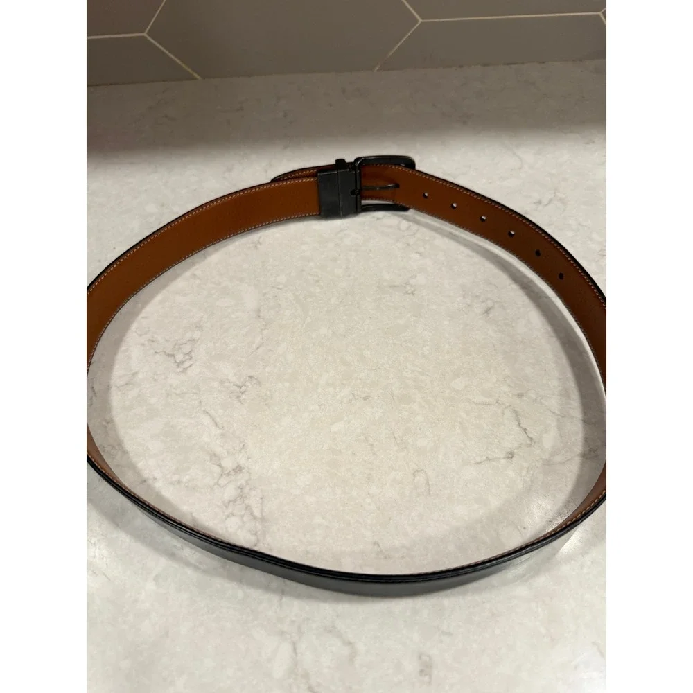 Perry Ellis Mens Reversible Leather Belt Black Tan Size 32
